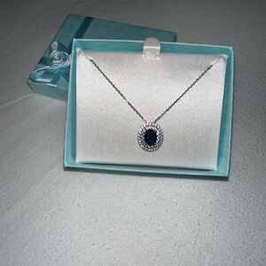 ✨ Sterling Silver Lab-Created Sapphire Pendant Necklace ✨